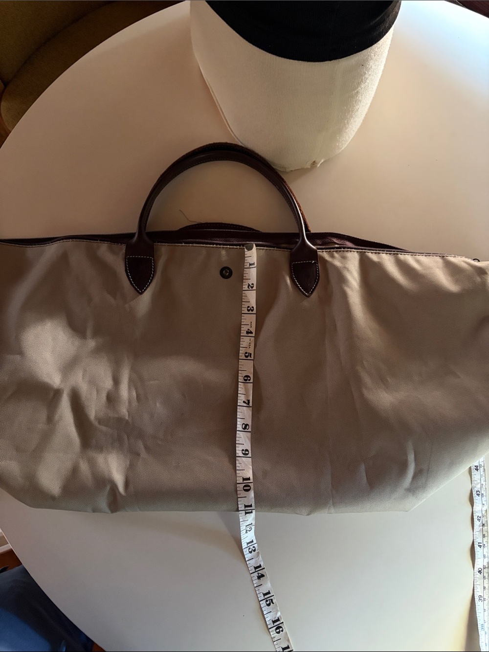 El Portezuelo Canvas Tote with Brown Leather Trim - Longchamp Style - Picture 14 of 15
